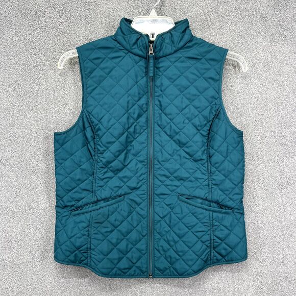 Van Heusen Quilted Vest Womens Large Full Zip Green Casual Sleeveless - Picture 1 of 16